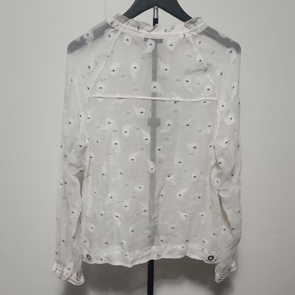 Rag & Bone Sheer Silk Blend Oversized White Floral Blouse - Picture 8 of 10